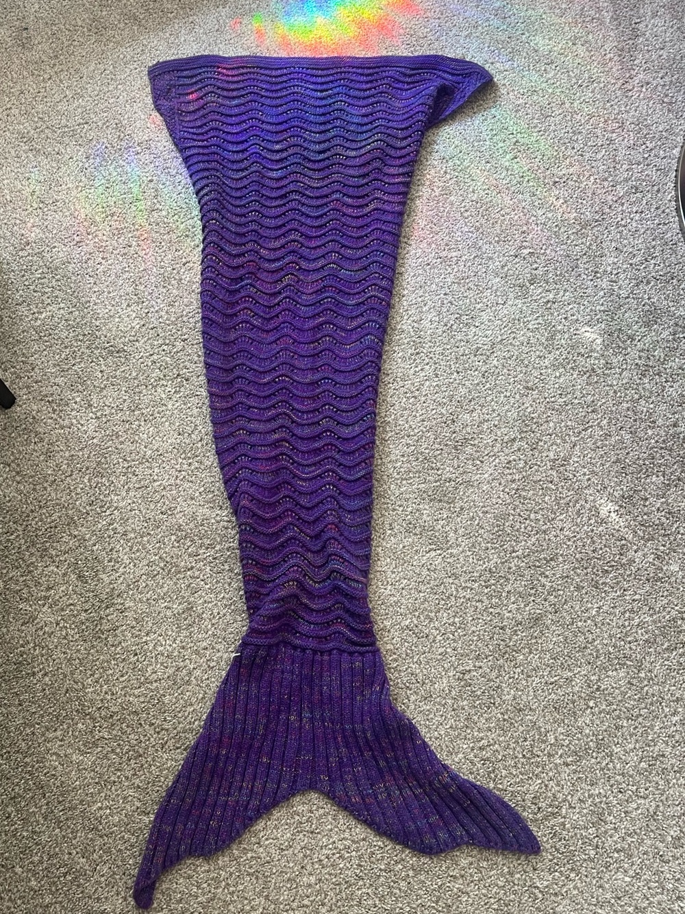 Purple Mermaid Tail Knit Blanket